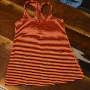 lululemon athletica Orange and Black Striped Tank Top